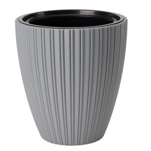 Form Plastic Plantenpot/bloempot Mika - kunststof - lichtgrijs - D30 x H32 cm - met binnenpot