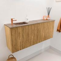 Toiletmeubel Mondiaz Joya Dlux | 100 cm | Meubelkleur Oak | Faye wastafel Arena Wasbak Links | 1 kraangat