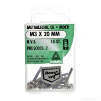 M.schroef moer ck m3x20mm rvs 15st - Deltafix