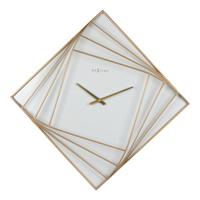 NeXtime NE-3268 Turning Square Wandklok Groot 85 cm Goud/Wit/Metaal
