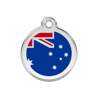 Australian Flag Navy roestvrijstalen hondenpenning medium/gemiddeld dia. 3 cm - Reddingo