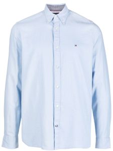 Tommy Hilfiger chemise en coton stretch à logo brodé - Bleu