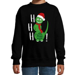 Kersttrui/sweater voor jongens/meisjes - Hohoho - zwart - sneeuwpop dino