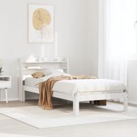 Bedframe met hoofdeinde zonder matras 100x200 cm wit
