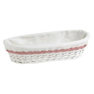 Broodmandje - wit - L42 x B18 x H9 cm - riet/stof - ovaal - serveermand