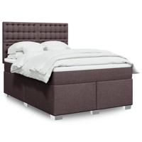 Boxspring met matras stof donkerbruin 140x200 cm