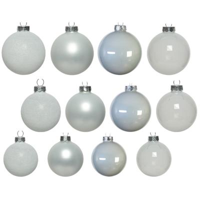 Decoris kerstballen - 42x - wit - glas - 5-6-7 cm - mat/glans/glitter - kerstversiering Decoris kerstballen - 42x - wit - glas - 5-6-7 cm - mat/glans/glitter - kerstversiering