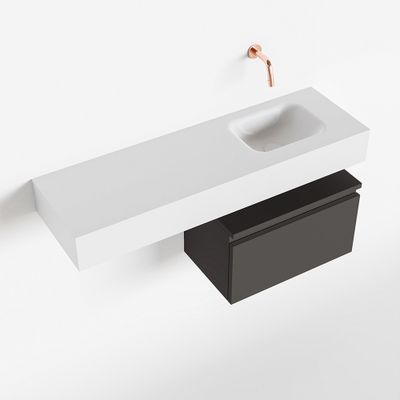 Toiletmeubel Mondiaz Andor | 100 cm | Meubelkleur Dark grey | Lex vrijhangend wastafel Talc Rechts | Zonder kraangat