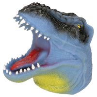 Dino World latex handpop blauw 14 cm   - - thumbnail