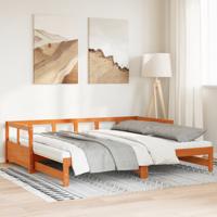 Slaapbank onderschuifbed matras 90x190 cm grenenhout wasbruin