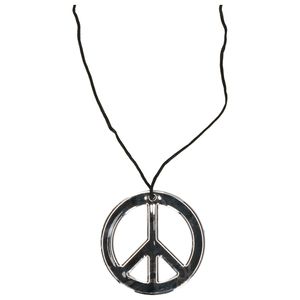Hippie Flower Power Peace teken verkleed ketting   -