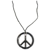 Hippie Flower Power Peace teken verkleed ketting   -