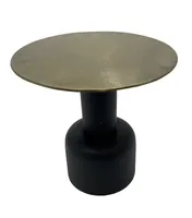 salontafel rond antique goud met mat zwart alu 40x40x40cm