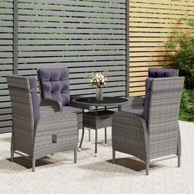 5-delige Tuinset poly rattan grijs