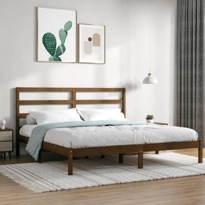Bedframe massief grenenhout honingbruin 200x200 cm
