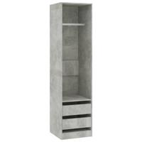 The Living Store Kledingkast Compact - 50 x 50 x 200 cm - Betongrijs - 2 lades - Ophangstang