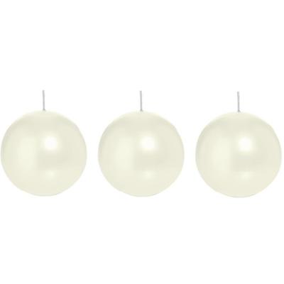 Trend Candles Bolkaars glad - 3x - parelmoer - 8 cm - 25 branduren - ronde kaarsen