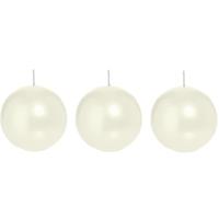 Trend Candles Bolkaars glad - 3x - parelmoer - 8 cm - 25 branduren - ronde kaarsen