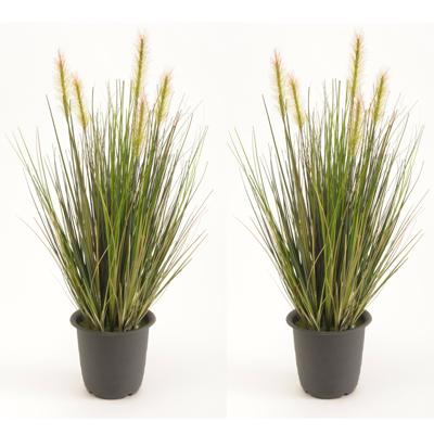 Emerald Kunstplant groen gras sprieten - 2x - 45 cm - Grasplanten/kunstplanten - voor binnen gebruik