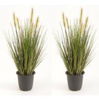 Emerald Kunstplant groen gras sprieten - 2x - 45 cm - Grasplanten/kunstplanten - voor binnen gebruik