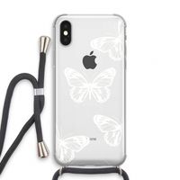 White butterfly: iPhone XS Transparant Hoesje met koord