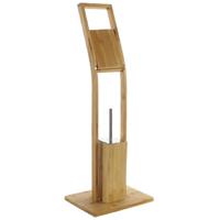 ITEM Toiletborstel met toiletrolhouder - bamboe - 82 cm - stijlvol - ruimtebesparend