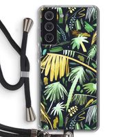 Tropical Palms Dark: Samsung Galaxy S21 FE Transparant Hoesje met koord