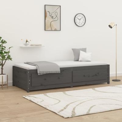 Slaapbank 90x200 cm massief grenenhout grijs