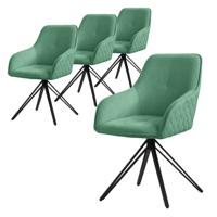 ML-Design eetkamerstoelen draaibaar set van 4, textiel geweven stof, groen, woonkamerstoel met armleuning/rugleuning, - thumbnail