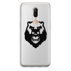 Angry Bear (black): OnePlus 6 Transparant Hoesje