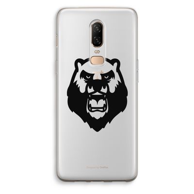 Angry Bear (black): OnePlus 6 Transparant Hoesje
