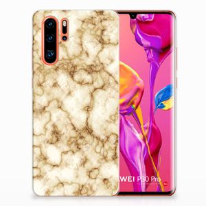 Huawei P30 Pro TPU Siliconen Hoesje Marmer Goud