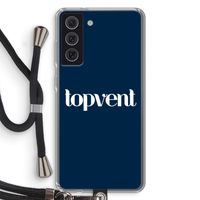 Topvent Navy: Samsung Galaxy S21 FE Transparant Hoesje met koord Topvent Navy: Samsung Galaxy S21 FE Transparant Hoesje met koord