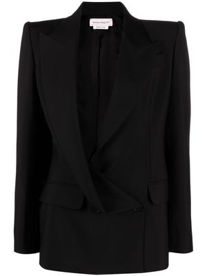 Alexander McQueen blazer asymétrique à boutonnière croisée - Noir