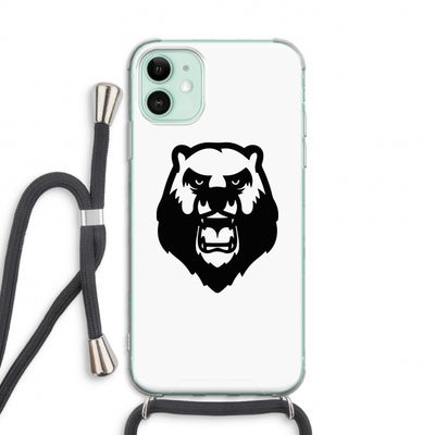 Angry Bear (white): iPhone 11 Transparant Hoesje met koord