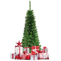 135cm Slanke Kerstboom met Warm Witte LED-Verlichting Kunstkerstboom Groen