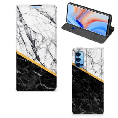 OPPO Reno4 Pro 5G | Standcase | Marmer Wit Zwart - Origineel Cadeau Man