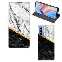 OPPO Reno4 Pro 5G | Standcase | Marmer Wit Zwart - Origineel Cadeau Man