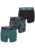Happy Shorts Happy Shorts Heren Boxershorts Trunks Bladeren Groen/Zwart 3-Pack