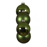 4x stuks glazen kerstballen groen 10 cm mat/glans - Kerstbal - thumbnail