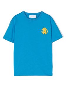 Roberto Cavalli Junior t-shirt en coton à logo imprimé - Bleu