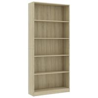 vidaXL Boekenkast met 5 schappen 80x24x175 cm bewerkt hout sonoma eik