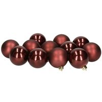 12x stuks kunststof kerstballen donkerbruin 6 cm glans en mat