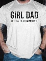 Men's Funny Girl Dad Officially Outnumbered Graphic Printing Text Letters Crew Neck Loose Casual T-Shirt - thumbnail