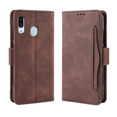 Portemonnee stijl huid voelen kalf patroon lederen draagtas voor Galaxy A40 met aparte kaartsleuf (bruin)