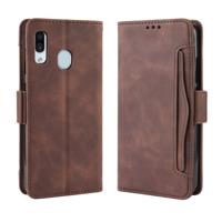 Portemonnee stijl huid voelen kalf patroon lederen draagtas voor Galaxy A40 met aparte kaartsleuf (bruin)