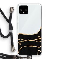 Gouden marmer: Pixel 4 Transparant Hoesje met koord