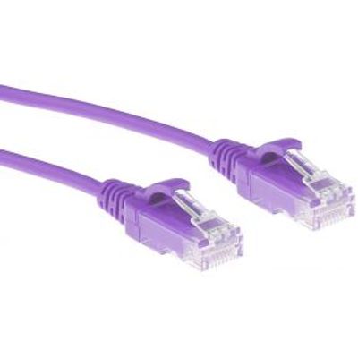 ACT Paarse 0,5 meter LSZH U/UTP CAT6 datacenter slimline patchkabel snagless met RJ45 connectoren