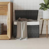 VidaXL Wasmand met deksel 55,5x35x34 cm poly rattan grijs