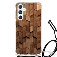 Stevig Telefoonhoesje voor Samsung Galaxy S23 FE Wooden Cubes